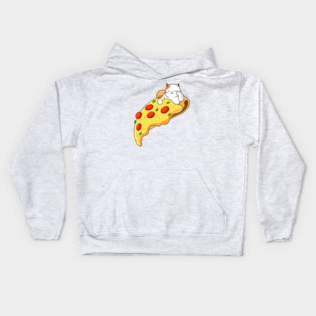 Cat and Pizza Kids Hoodie by Kimprut